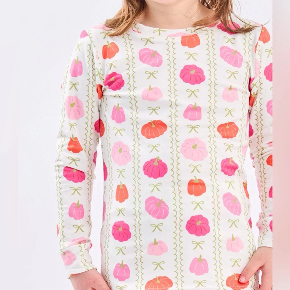 Mary Square Toddler Girl Pink Pumpkin Pajama Set 2T 3T 4T
